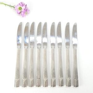 VTG Oneida Knife Silverplate Caprice Nobility Plate Art Deco Replacement MCM 9pc
